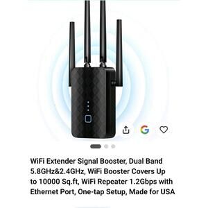 WiFi Extender Signal Booster for Home, Dual Band 5.8GHz&2.4GHz, 1.2Gbps WiFi
